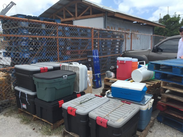 Loading supplies on the island of Saipan