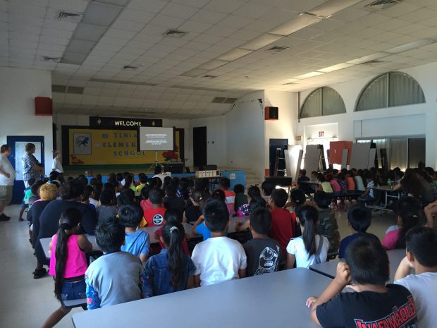 Audience at the local school. 