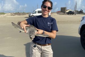 Jennifer at a sea turtle release